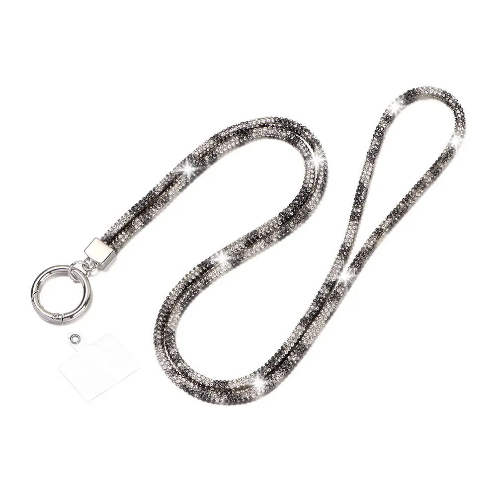 Sparkling Rhinestone Phone Lanyard with Anti-Lost Chain Strap