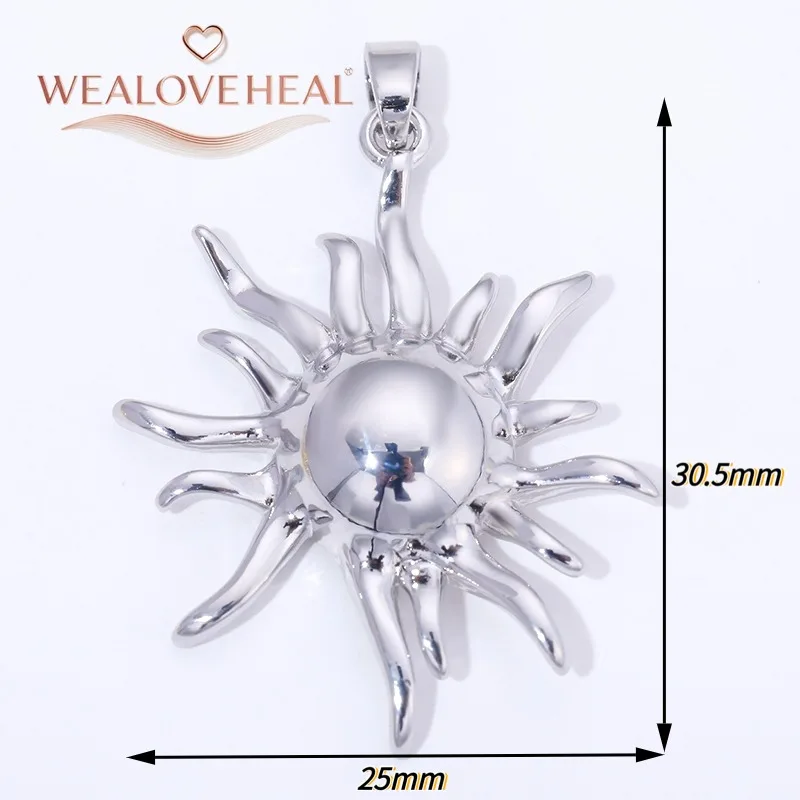anhänger schmuckherstellung,18K Vergoldete Messing-Sonnenanhänger, Ovale Sonnenstrahlen-Charms mit Hängenden Geometrischen Anhängern, Hochwertige Schmuckkomponenten für Bastelarbeiten – Detail 31