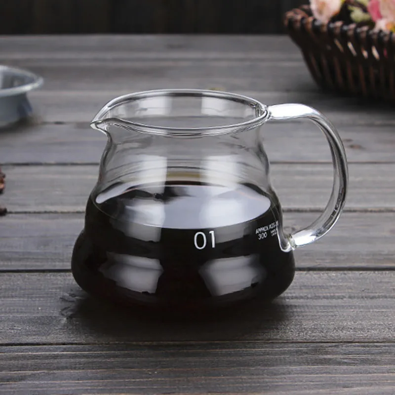 Coffee Kettle Leeseph 350/600ml Clear Glass Sharing Pot Lids Pour Over Espresso Maker Accessories