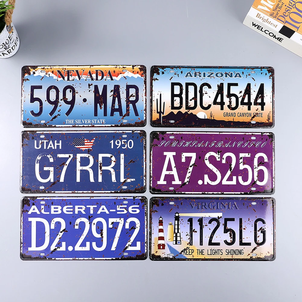

American Vintage Nostalgic Sign Tin Creative License Plate Cafe Bar Personalized Wall Digital Sign Metal Wall Art Sign Pictorial