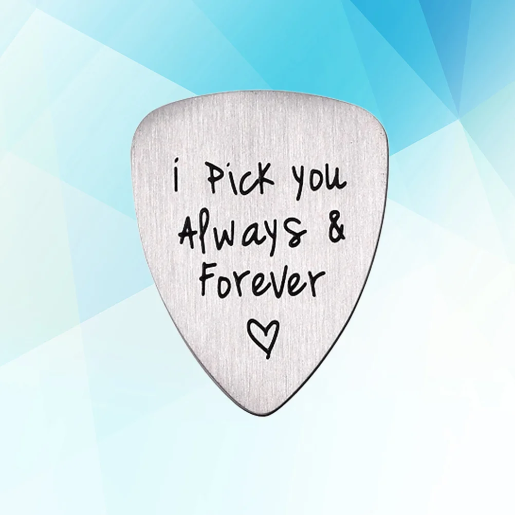 

Titanium Steel Carved Guitar Pick I Pick You Always & Forever Letter Engraved Ukulele Pick Musical Instrument Accessory