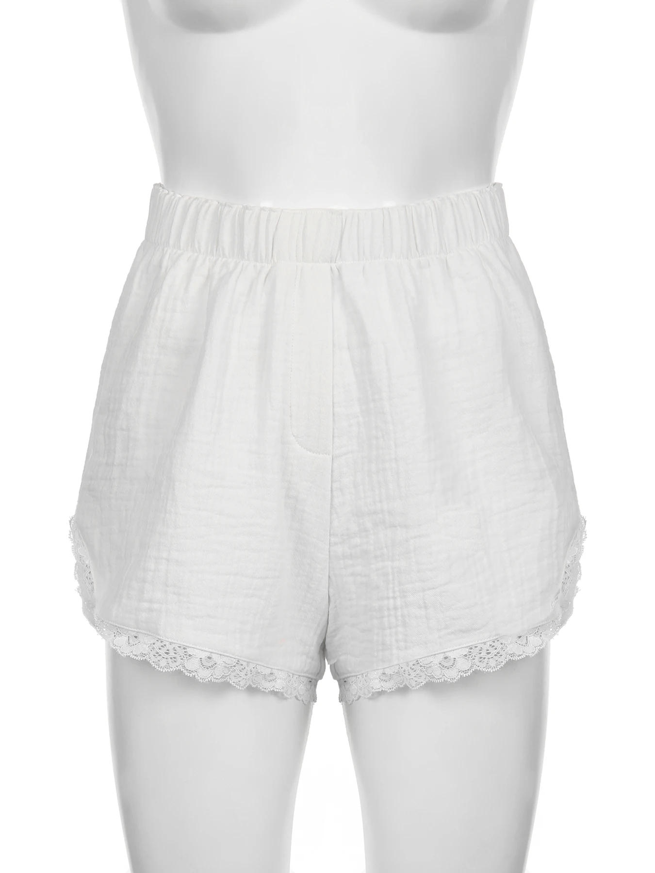 IAMSURE Casual Solid Lace Trim Shorts Holiday Basic Loose Low-Waisted Shorts Women 2024 Summer Fashion Streetwear Beach Style