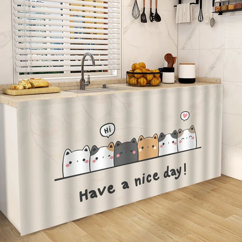 Japanese Style Cabinet Curtain Kitchen Curtains Cover Self-adhesive Half-Curtain for Cupboard Wardrobe Home Dust Cloth 주방커튼 3