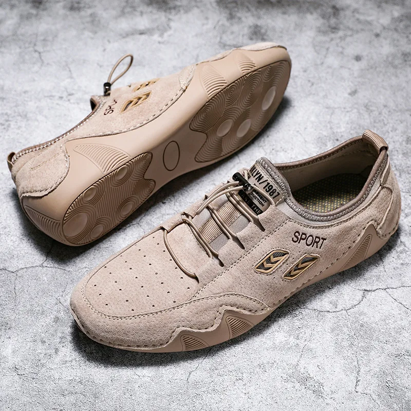 Men Casual Shoes Fashion Designer Men Sneakers British Style Loafers Men Moccasins Breathable Leather Boat Shoes Plus Size 38-46