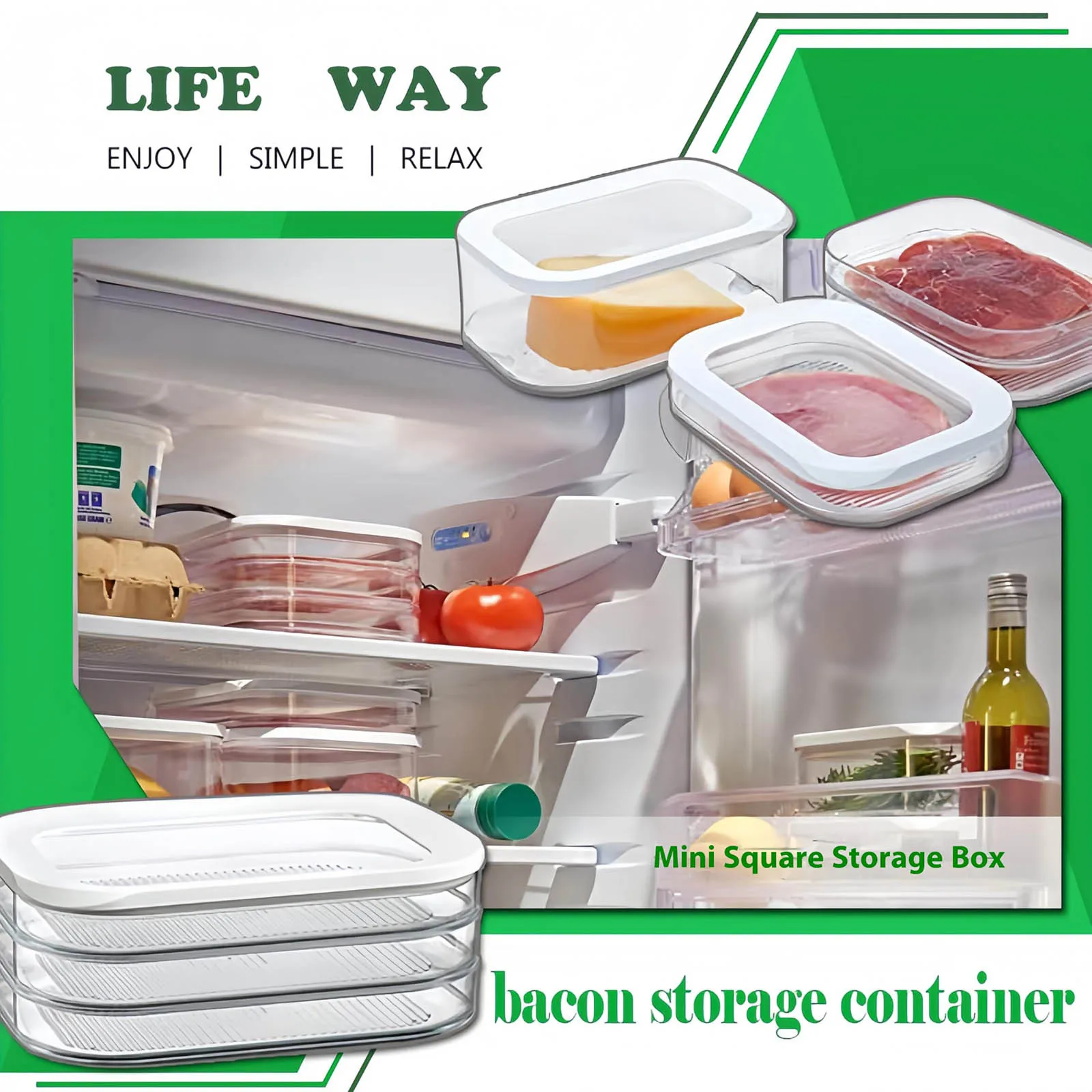 Storage Container for Fridge Storage Stackable Lunch Meat Storage Ham and Cheese Container for Fridge Silicone Container Covers 6