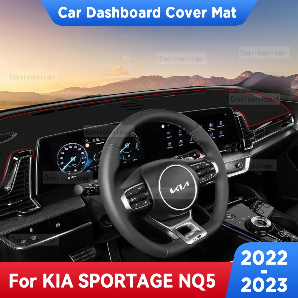 

For KIA SPORTAGE NQ5 2022 2023 Car Dashboard Cover Mat Artificial leather Avoid light Sun Shade Mat Carpets Anti-UV Accessories