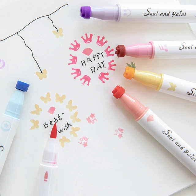 12-36 Colors Cute Stamper Pen Kids Drawing Pens Children Seal Washable  Watercolor Highlighters Art Marker Pen School Supplies - AliExpress