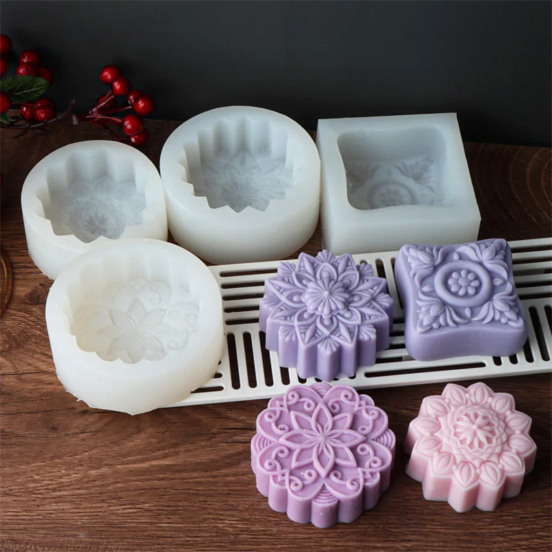 3D Creative Flower Shaped Soap Mold Silicone Molds DIY Handmade Fondant Cake Decorating Candle Mold Pudding Ice Cube