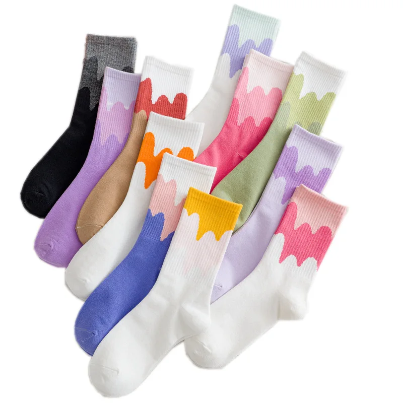 

NEW Cute Candy Colors Women Stockings Korean Version Spring and Autumn Sock Japanese Ins Trend Harajuku Ice Cream Socks Meias