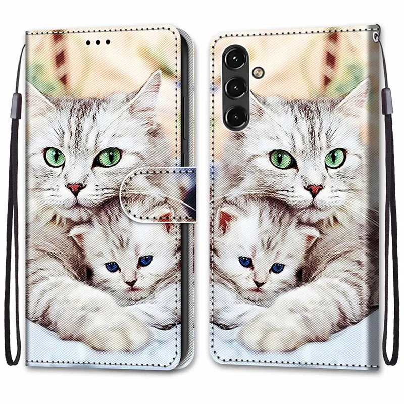 Phone Case Flower Pattern Flip Wallet Leather Stand Book Cover For Samsung Galaxy A14 4G SM-A145F A14 5G A146B