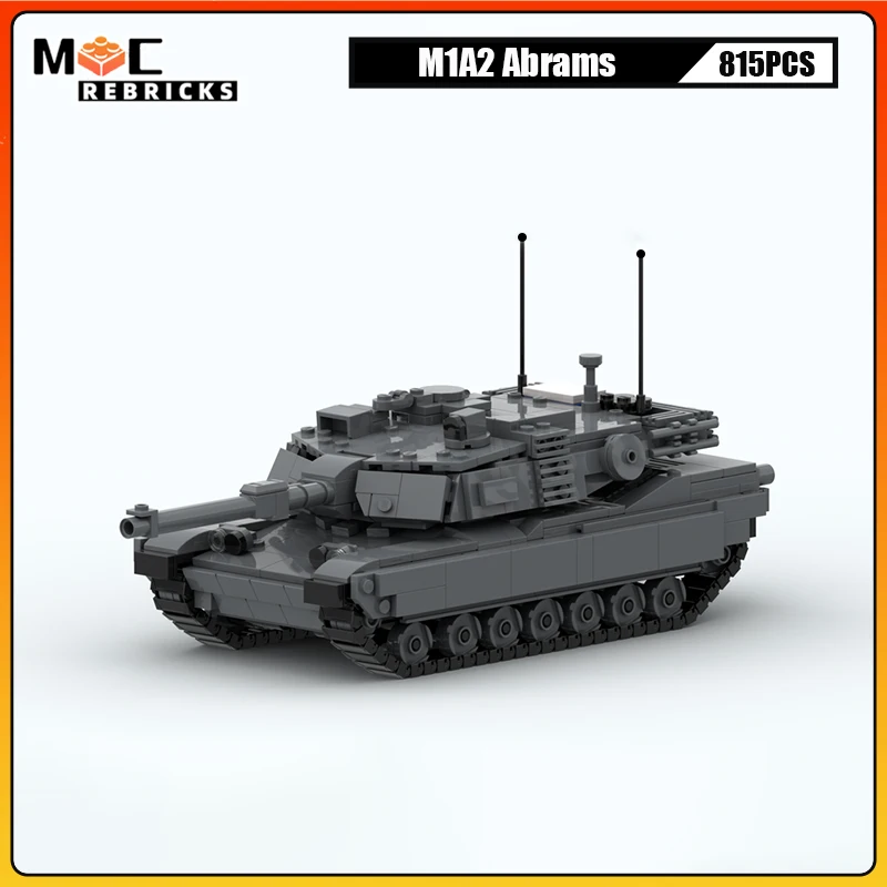 

MOC-154682 Military US Army M1A2 Abrams Main Battle Tank Model Building Block Kit Tracked Armored Fighting Vehicle Bricks Toys