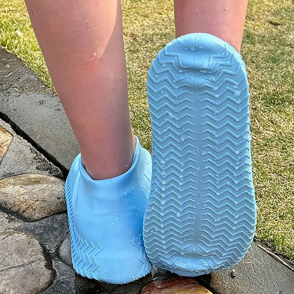 1 Pair Waterproof Shoe Covers Rain Boots Non-Slip Elastic Overshoes Reusable Thickened Outdoor Accessories