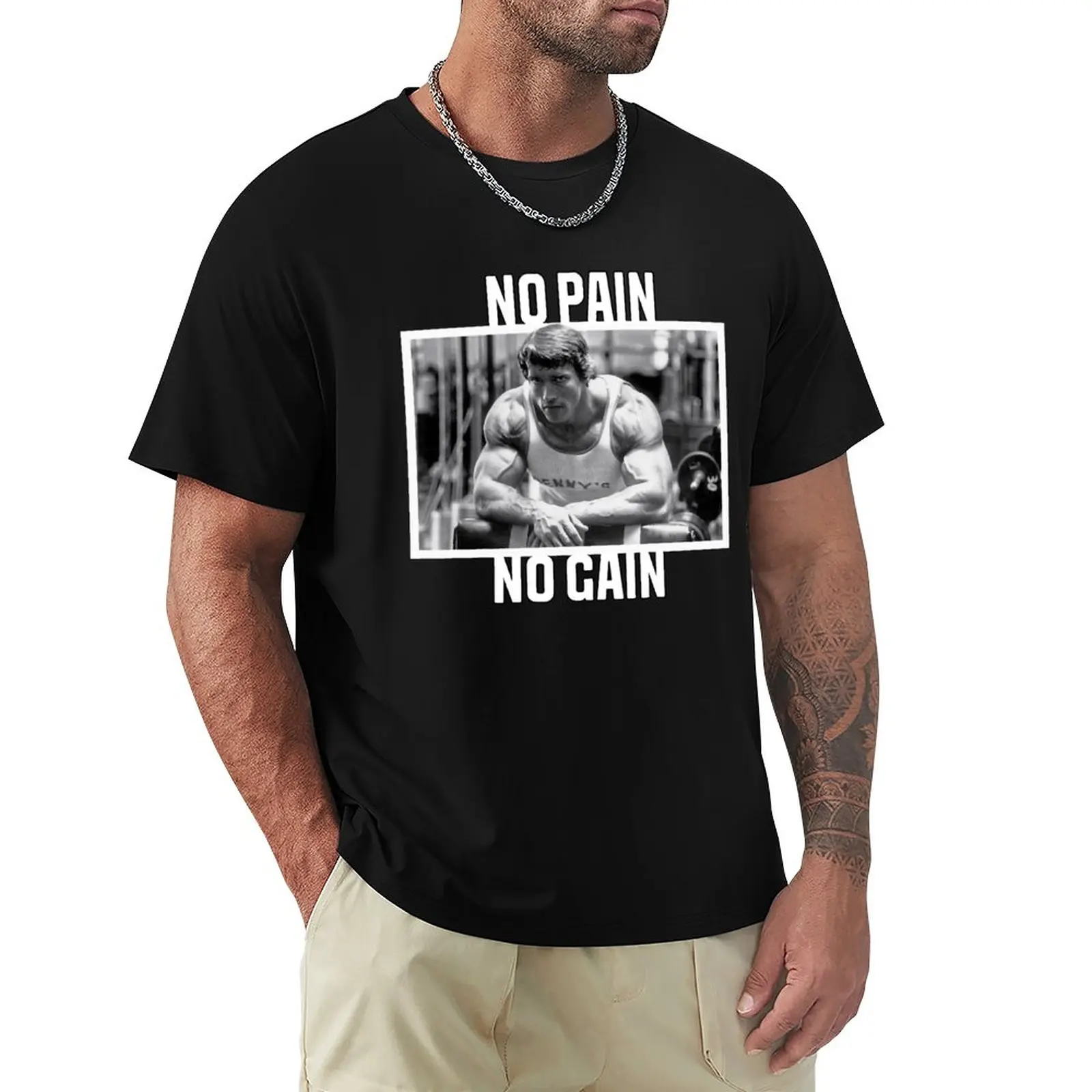

Arnold Schwarzenegger No Pain No Gain T-Shirt.png T-Shirt boys animal print tops men t shirts