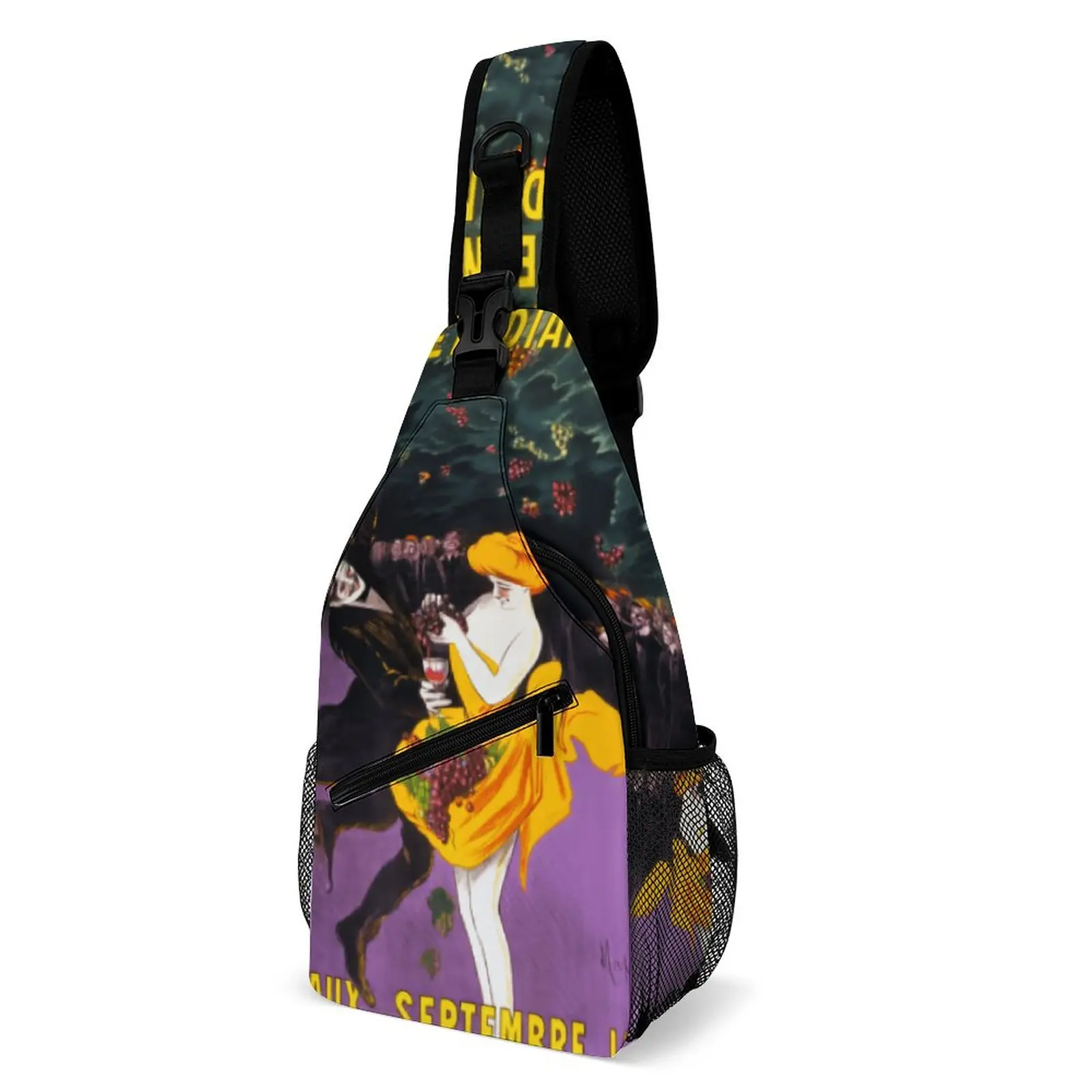 

Vintage Travel Poster France Bordeaux Fetes Du Congres Vintage French Bulldog Pet Durable Snug Knapsack Full Printed Twill Chest