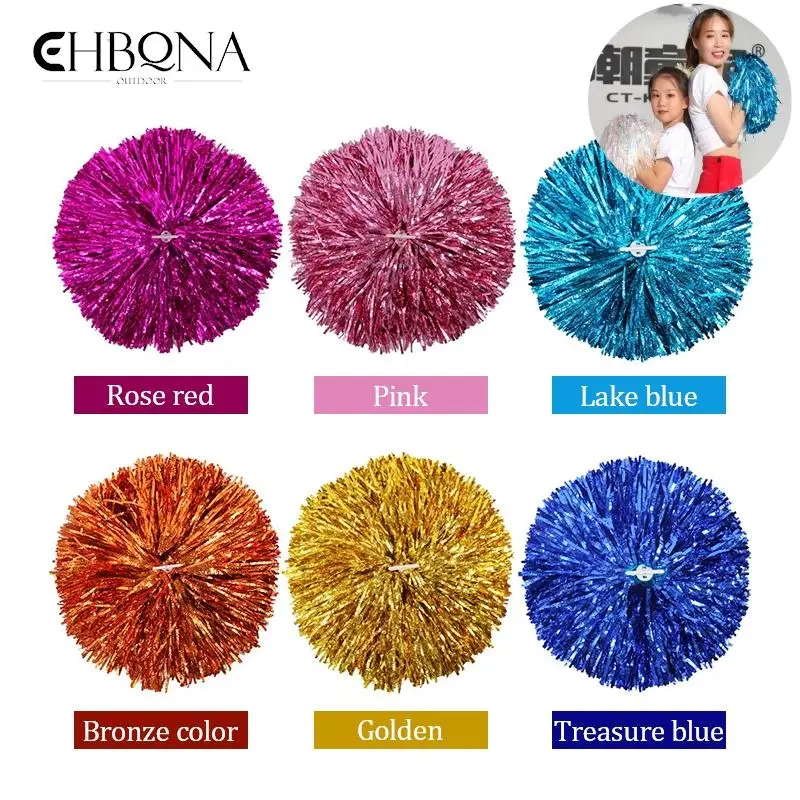

Cheerleading Pom Poms With Handle Cheer Balls Gold Yellow Pink Red Green Blue Hand Dance Pompoms Accessories For Women Girl Kids