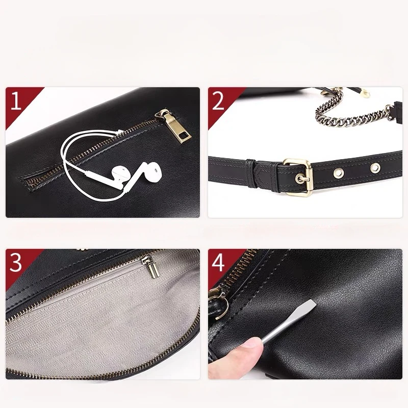 Women’s Waist Pack Genuine Cowhide Leather Large Capacity Simple All-match Crossbody Chest Bag 2