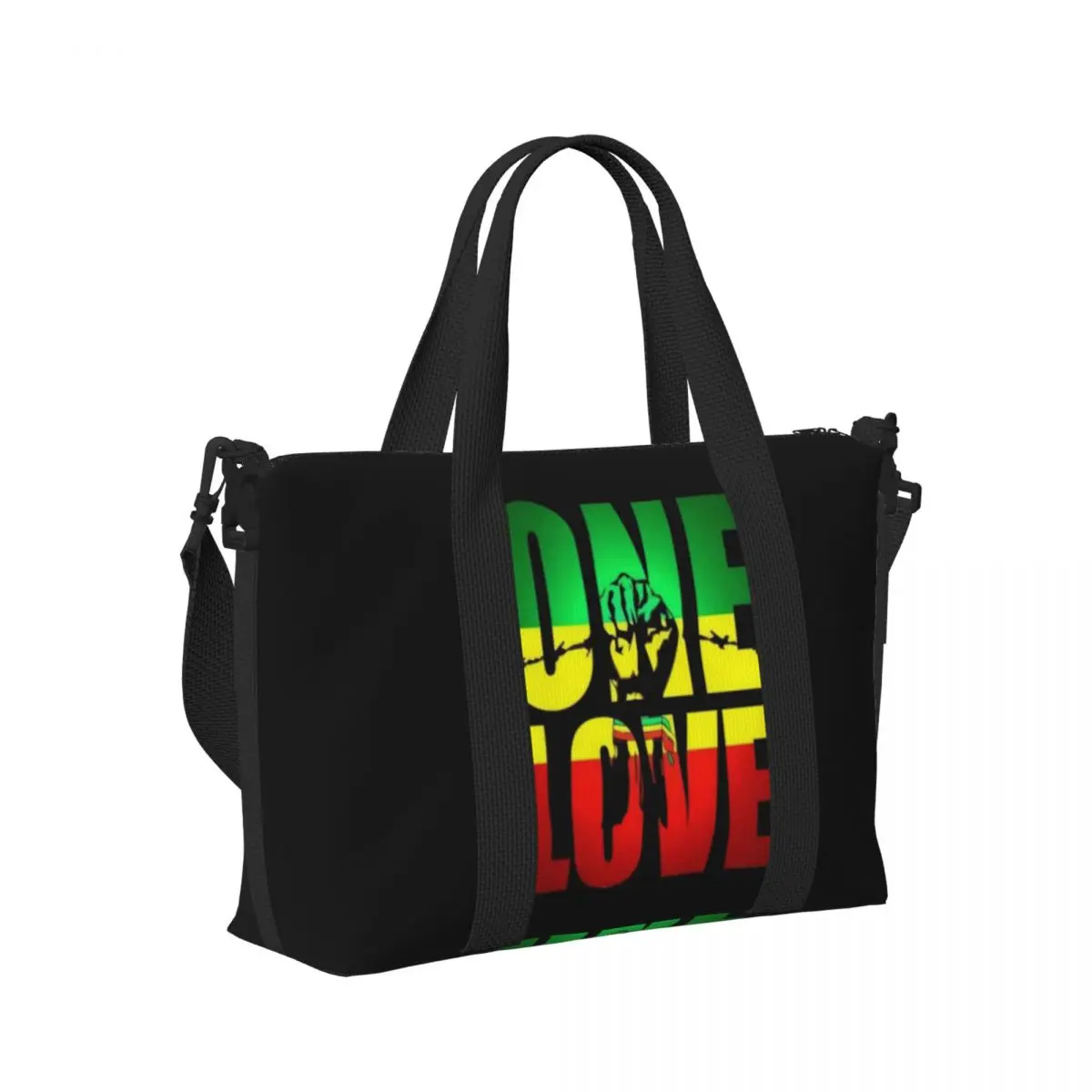One Love Jamaica Reggae Tote Bag Women Large Capacity Gym Beach Shoulder Travel Bag