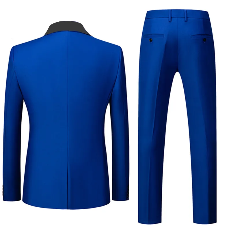 Men Pure Colour Formal Wedding Suit 3 Piece Black / Blue / Dark Grey Fashion Simple Male Business Social Tuxedo Dress Set
