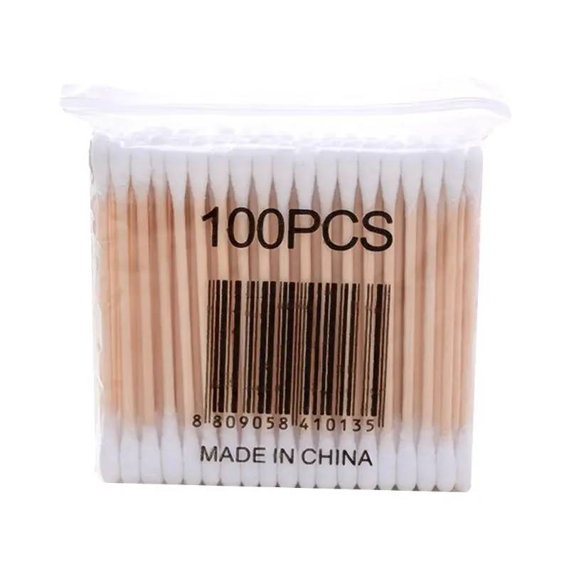 

1 Pack Wooden Cotton Swabs Double-Tipped Multipurpose Safety Nose Ear Cleaning