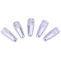 Set of 5 Premium Bicycle Valve Stem Dust Caps for Mountain and Road Bikes (Silver)