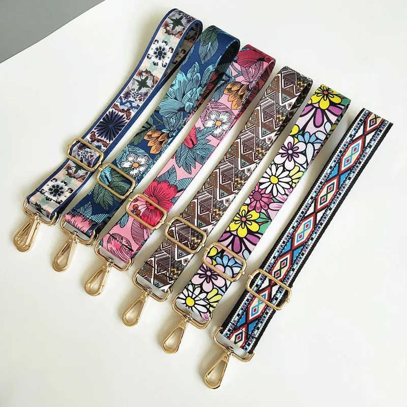 

New women's bag shoulder strap accessories with ethnic style bag strap cute flower long shoulder strap single shoulder diagonal