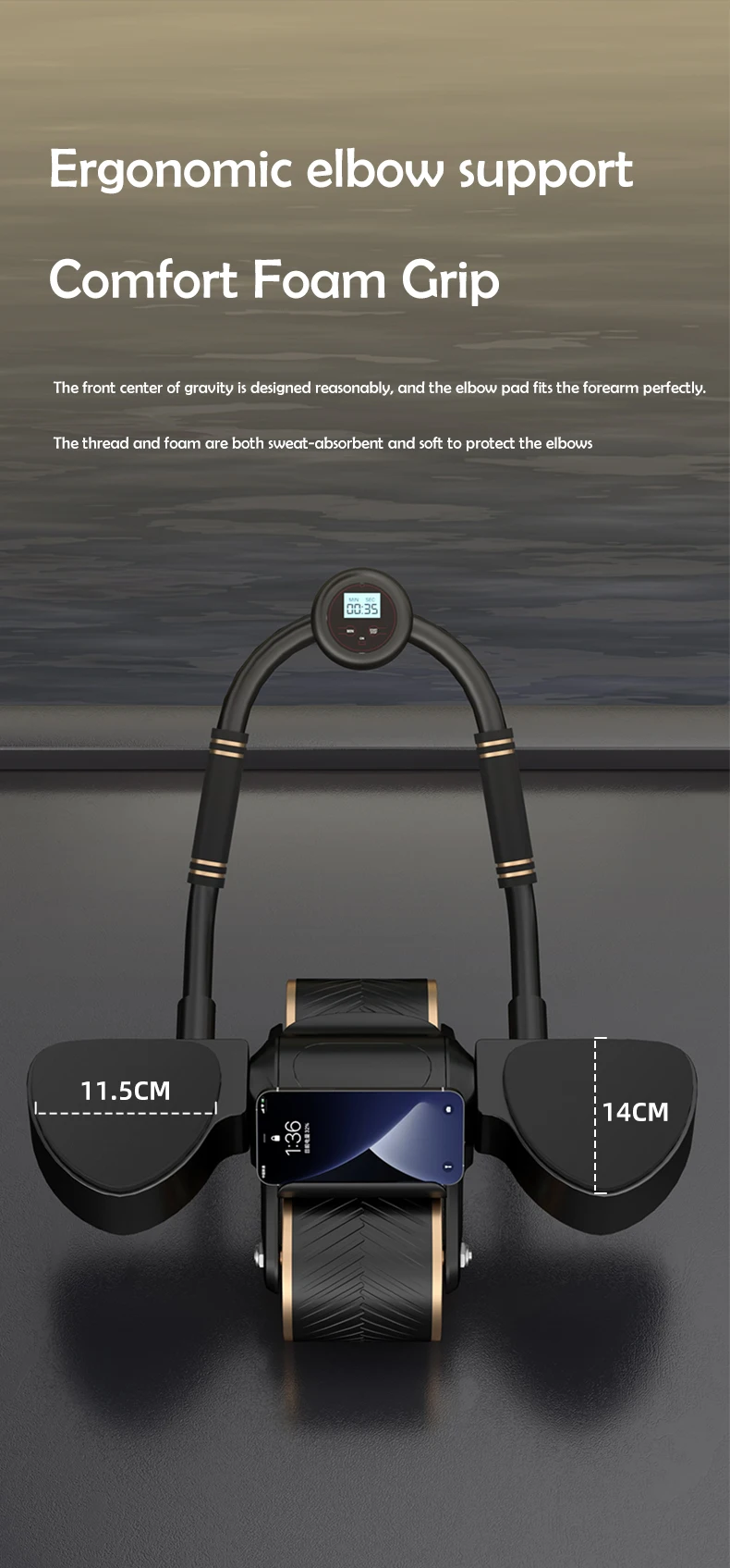 New Design Smart Counting Ab Wheel Roller for Core Workout Automatic Rebound Abdominal Wheel With Elbow Support 6