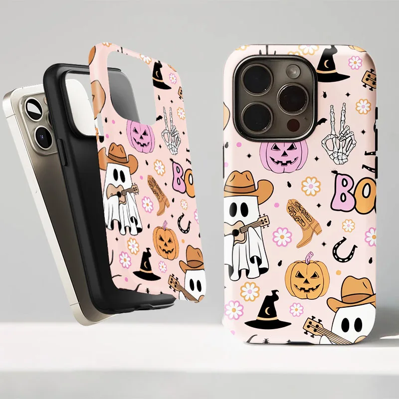 Cute Pink Halloween 2-in-1 Film Shell Phone Case