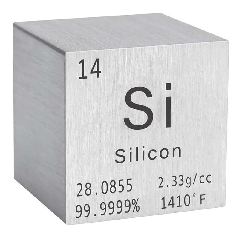 

High-Precision 1Inch Silicon Density Cube - 99.9% Pure Elements For Chemistry - Periodic Table Design For Collection Durable