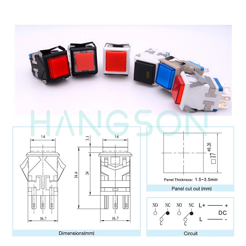 com luz de superficie completa indicador led 8pin 3a 250v 6a 125v 05