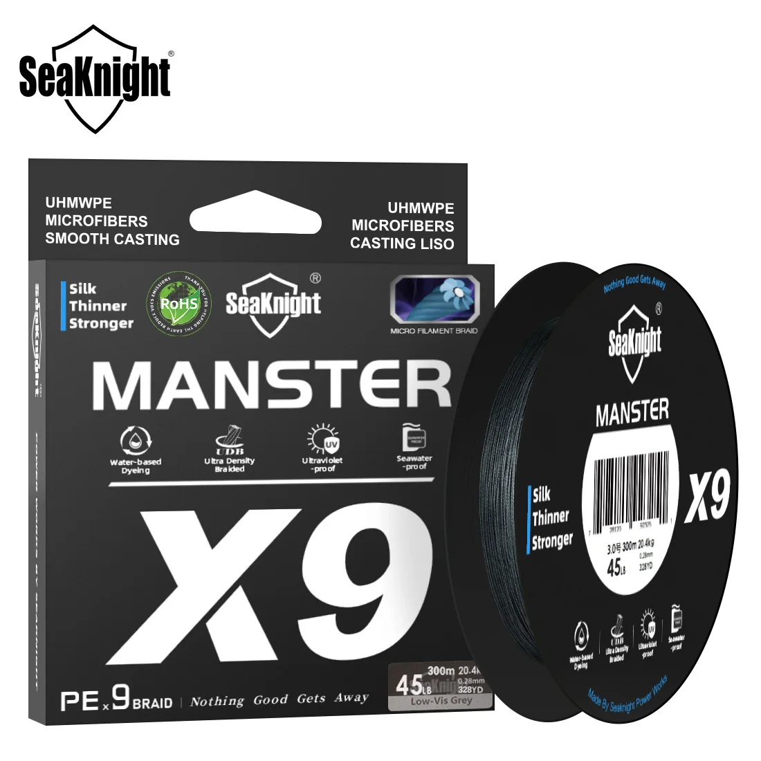 SeaKnight X9 Ligne tressée 9 tresses 150M - PE lisse anti-UV pour pêche en mer précise et sensible