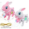 New Cartoon Electric leash bunny glow music rope radish jumping bunny  Walking Rabbit Learning Crawling Toy for children gifts 6
