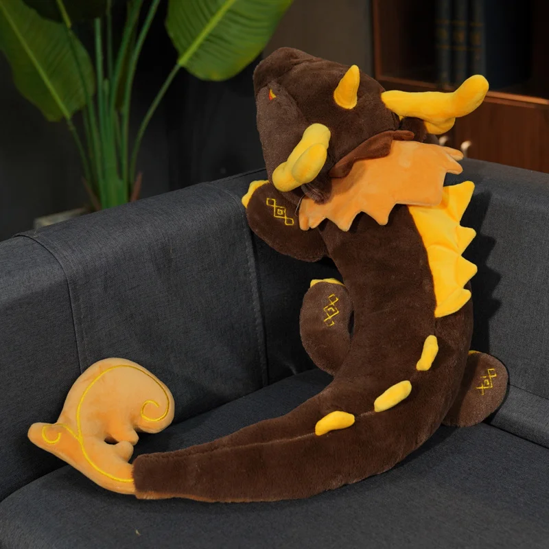 Genshin Impact Zhongli Dragon Plush Morax Dragon Rong King Doll Pillow Game Cosplay Costume Props Cartoon Accessories 50x36cm genshin impact plushie toy stuffed pillow game character cushion paimon zhongli klee hutao qiqi cartoon gift kids fans