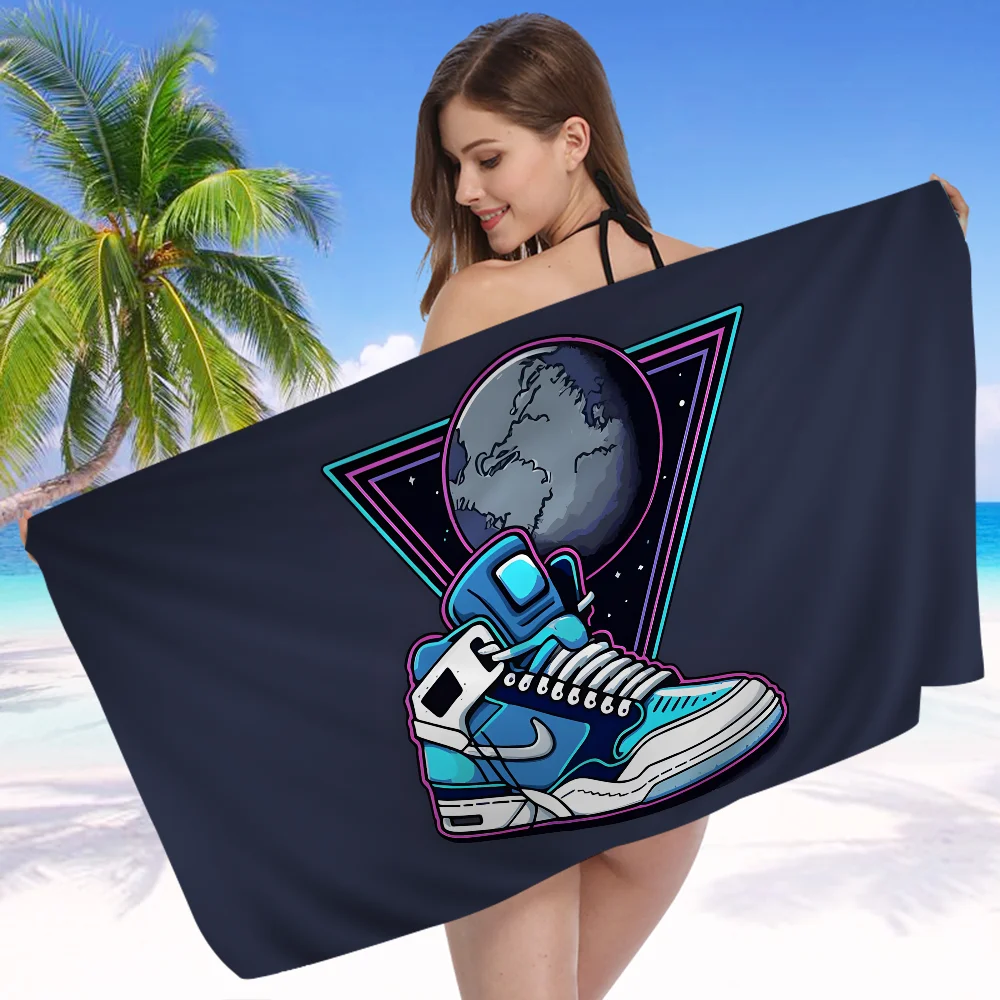 Fashion Basketball Shoes Sneakers Logo Microfiber Beach Towel Absorbent Quick dry Yoga Swimming Resort Mountain Climbing Towel 5