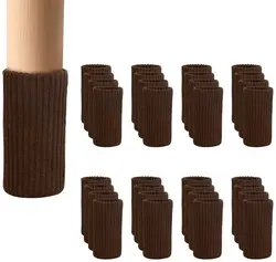 24 PCs Furniture Leg Socks - Coffee Knitted Furniture Socks Double Thickness Chair Leg Floor Protectors High Elastic