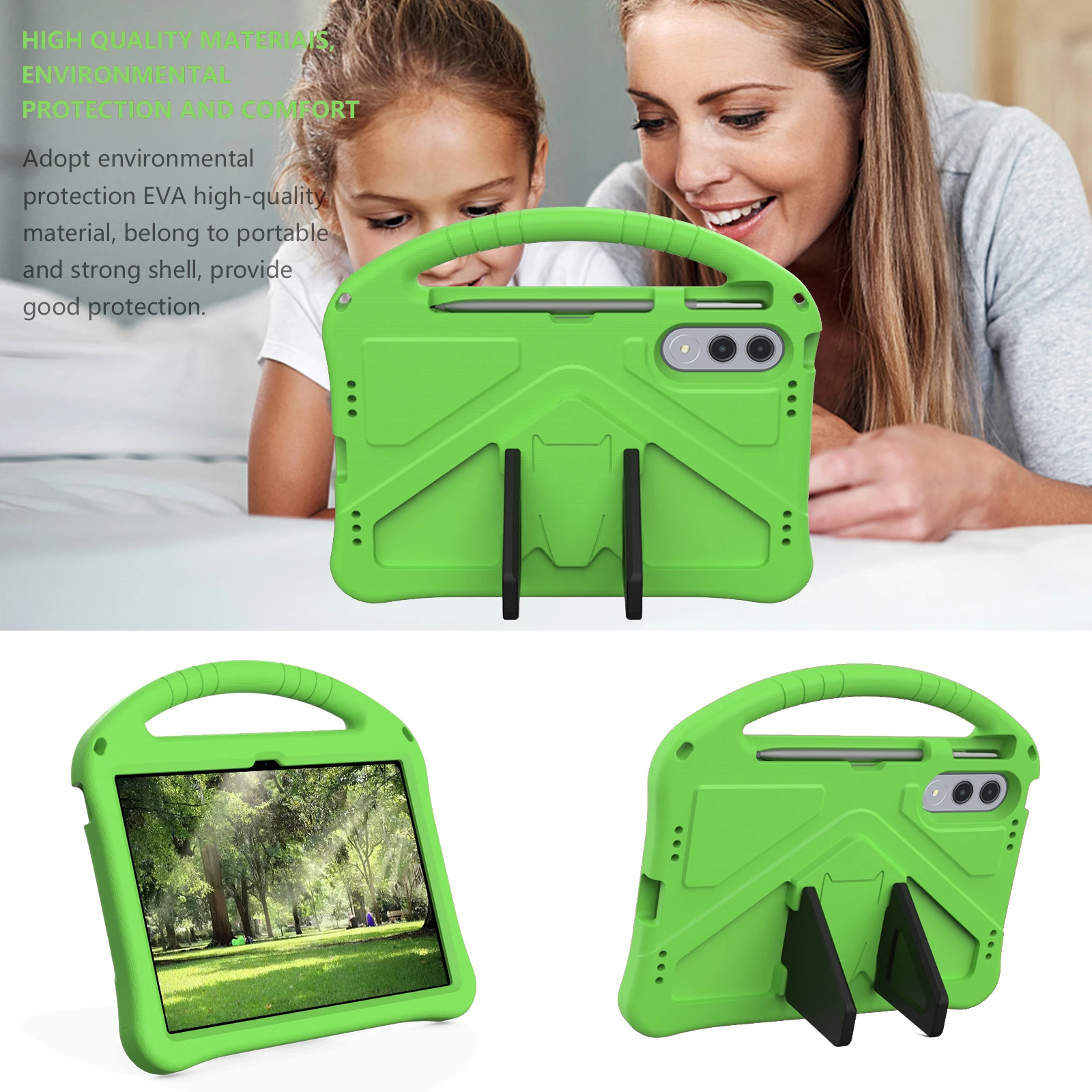 Kids Cartoon EVA Tablet Case with Anti-Slip Grip and Built-in Kickstand