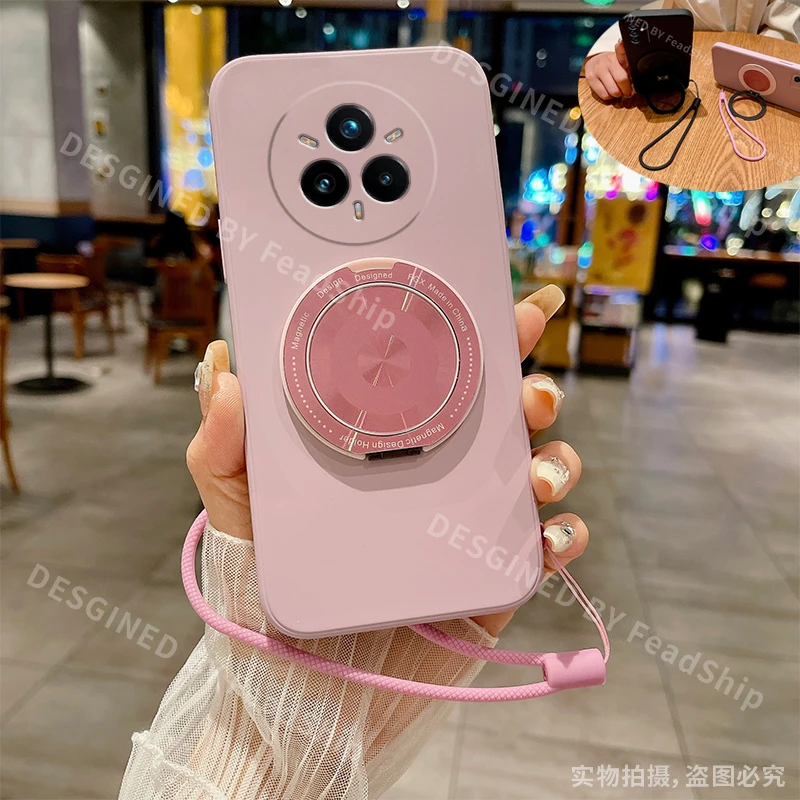 Magnetic Holder Silicone Phone Case with Bracket and Screen Film
