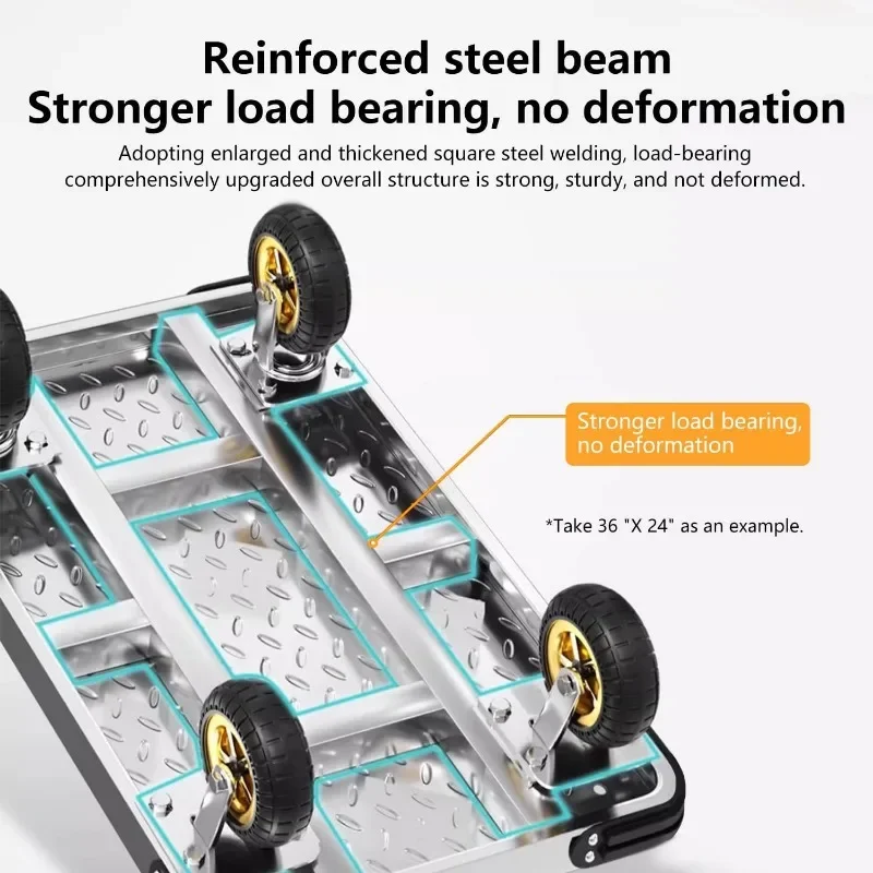 home. Foldable Platform Truck Push Dolly Heavy Duty 2000 lb. Weight Capacity with Brake and 6" 360 Degree Swivel Wheels 3