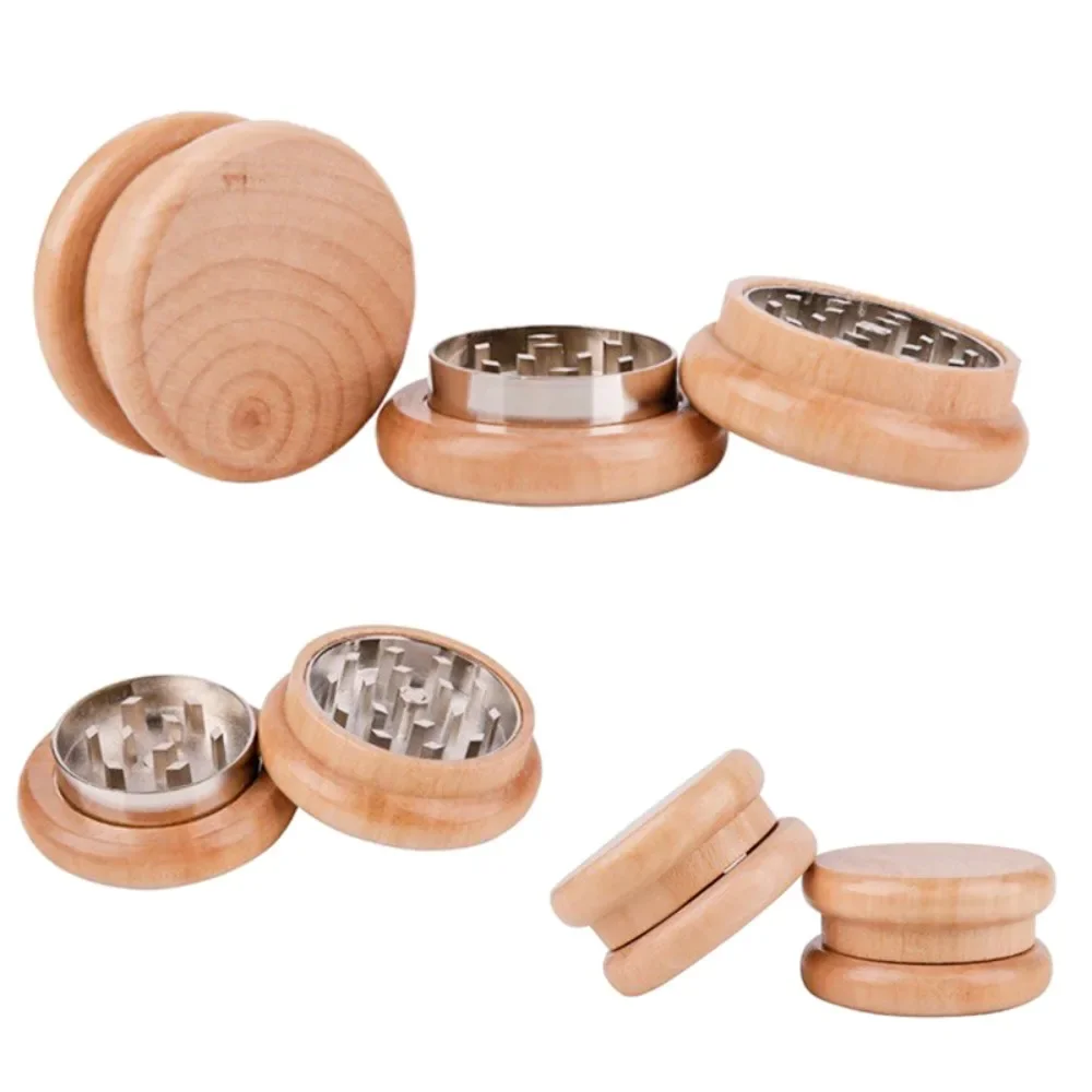 53mm Wood Grain Shaped Herb Grinder 2-layer Metal Caliper Herb Grinder