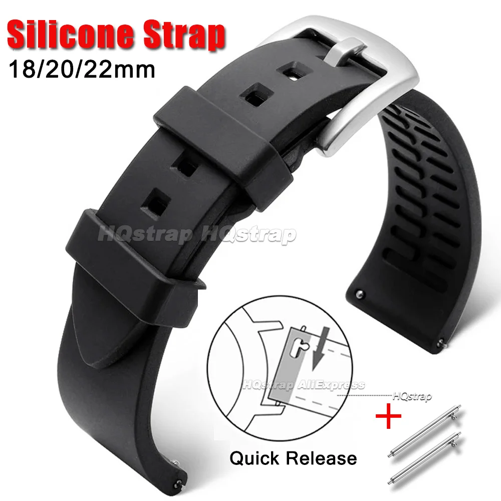 Versatile Waterproof Silicone Watch Strap - Quick Release, Soft, Unisex