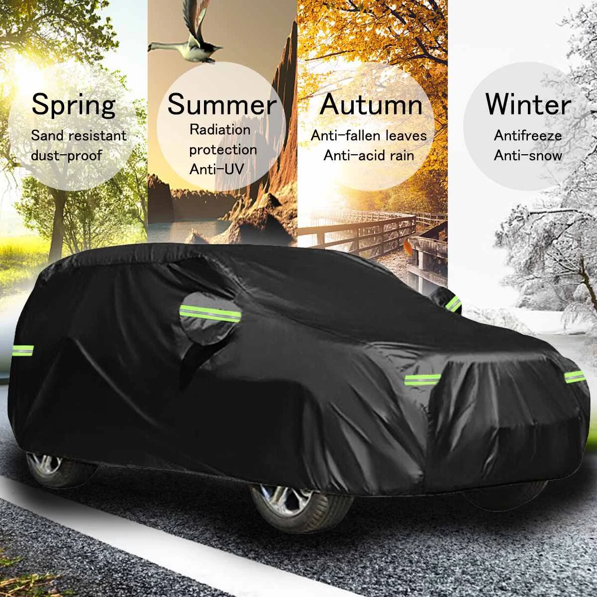 Universal 210D SUV Covers Size M/L/XL/XXL Indoor Outdoor Full Auot Cover Sun UV Snow Dust Resistant Protection Cover