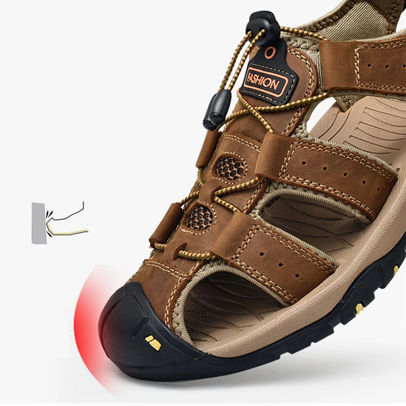 Summer Men Hiking Shoes Anti-slip Male Trekking Shoes Leather Climbing Men's Sneakers Outdoor Beach Casual Sandals High Quality