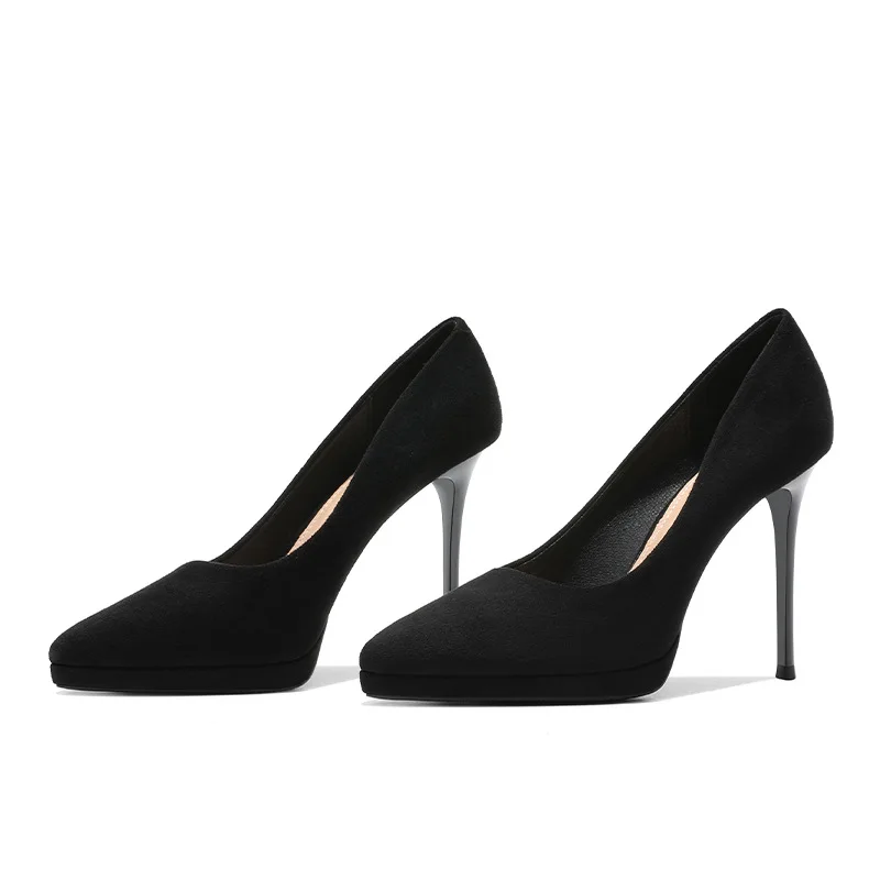Zapatos de tacón alto de aguja para mujer, calzado Sexy de punta estrecha  con plataforma para fiesta, de ante, talla 34 39, color negro, novedad de  Primavera de 2022|Zapatos de tacón de
