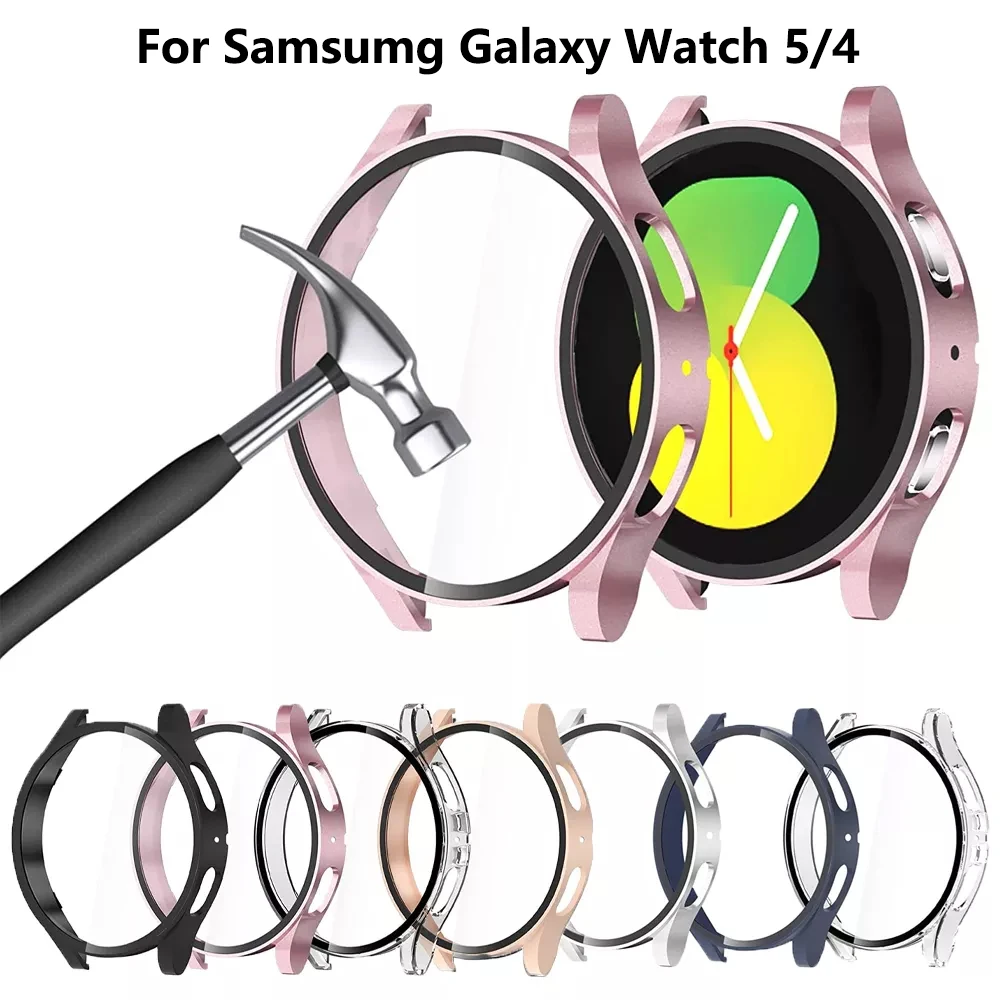 

Закаленное стекло и чехол для samsung Galaxy watch 4 44 мм 40 мм, защитный бампер из поликарбоната для всесторонних Galaxy watch 5 40 мм 44 мм, чехол