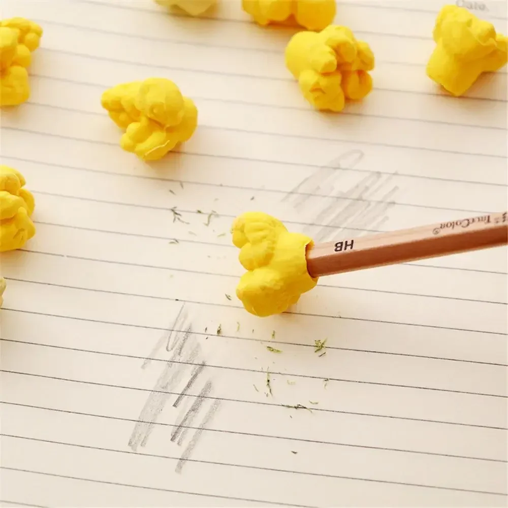귀여운 팝콘 모양 지우개, 귀여운 연필 고무 지우개, DIY 쓰기 도구, 한국 문구, 어린이 선물, 사무용품, 12 개