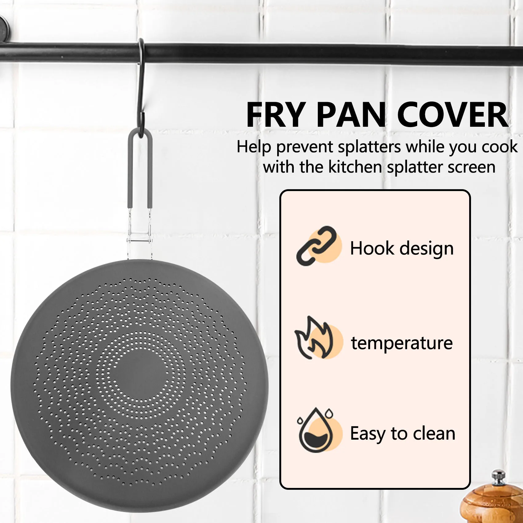 ABYN-Silicone Splatter Screen,Grease Splatter Guard With Folding Handle,For Cooking Splatter Guards&Fry Pan,13 Inch