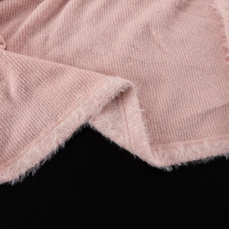 TRAUXY Autumn Winter Plush Knitted Suit Women's Long Sleeve O-Neck Pullover Top Long Skirts Two Piece Sets Solid Female Elegant
