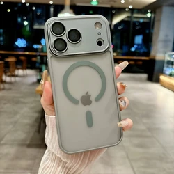 Luxury Frosted Matte Transparent Magnetic Phone Case Cover - iPhone 15 Plus (GRAY)