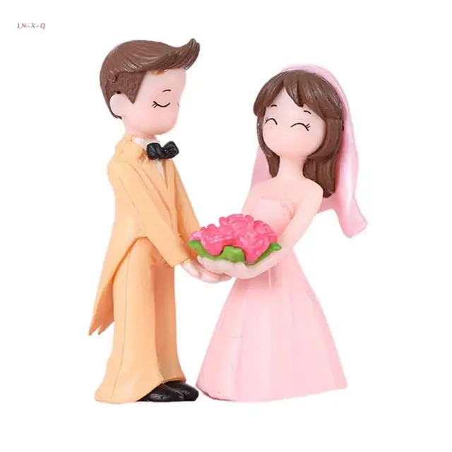 51BA Couple Doll Craft Decorative Small Ornaments Handicraft Plastic Decorations for Ceremony Reception Bar Photo Booth 3