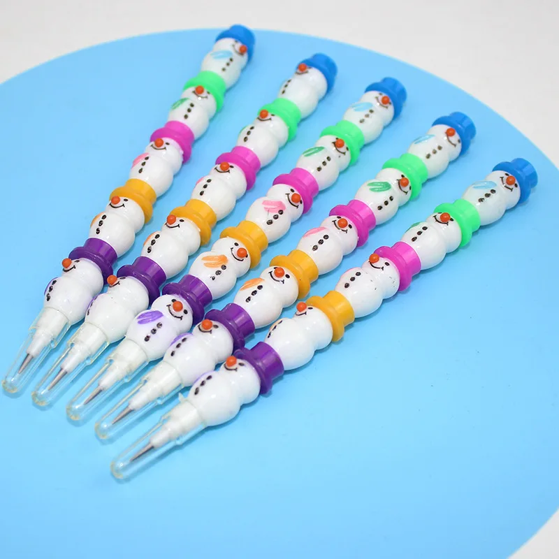 

2 Pcs/pack Cute No-Sharpening Pencil with Alternative Core Warhead Snowman Fun Multi-Head Pencil for Student Stationery