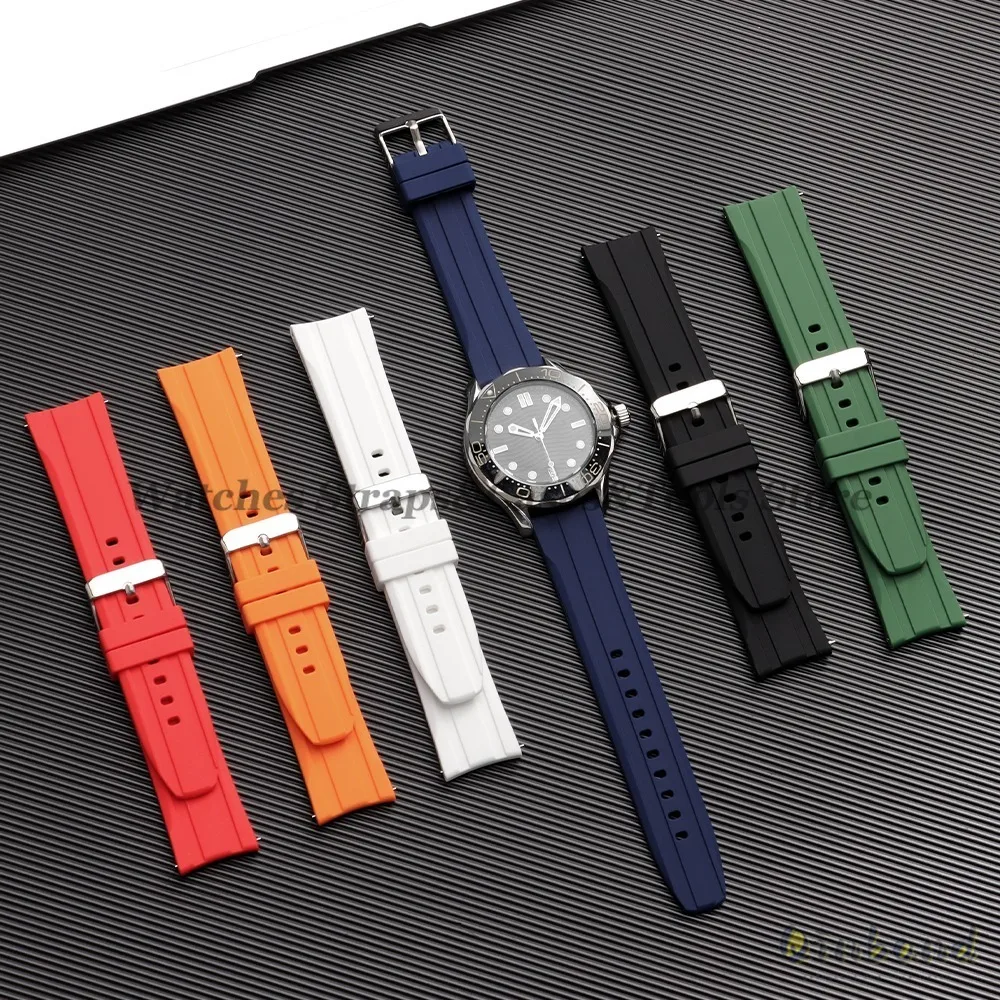 Premium Silicone Watch Band - Soft Rubber Strap with Curved Ends, Waterproof and Versatile